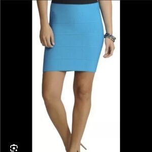 BCBG Bandage Style Bodycon Skirt, Cyan Blue, Size Small